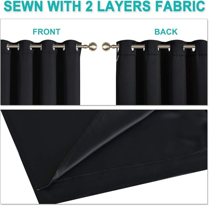 NICETOWN Complete 100% Blackout Curtain Set, Thermal Insulated & Energy - Image 5