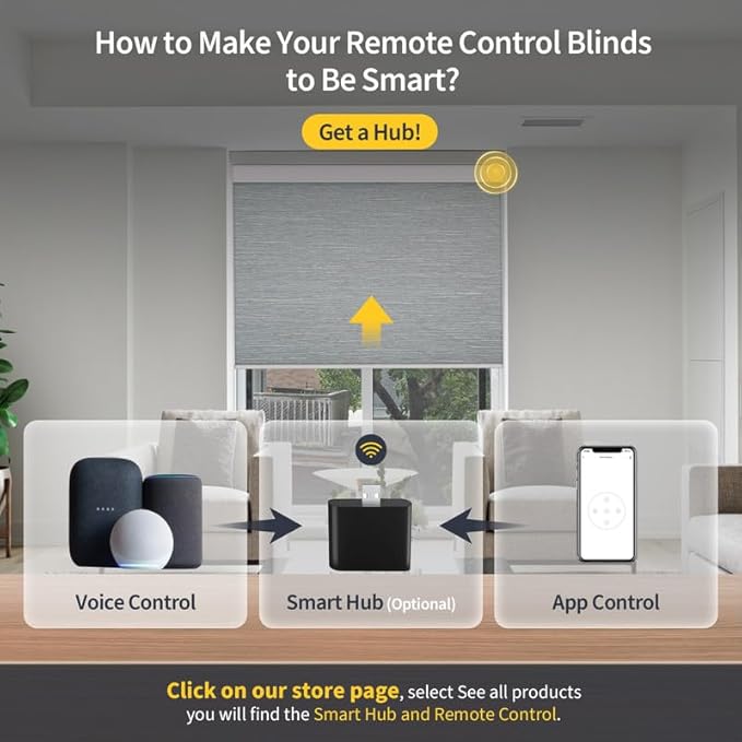 Motorized Smart Blinds With Remote, Grasscloth Fabric Roller Shades With - Image 5