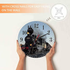 Mxocom Morning Train Wall Clock Old Steam Train Smoke Rairoad Sunrise 10 Inch - Image 4