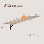 DINZI LVJ Long Wall Shelves, 31.5 Inch Wall Mounted Shelves Set of 2, - Image 3