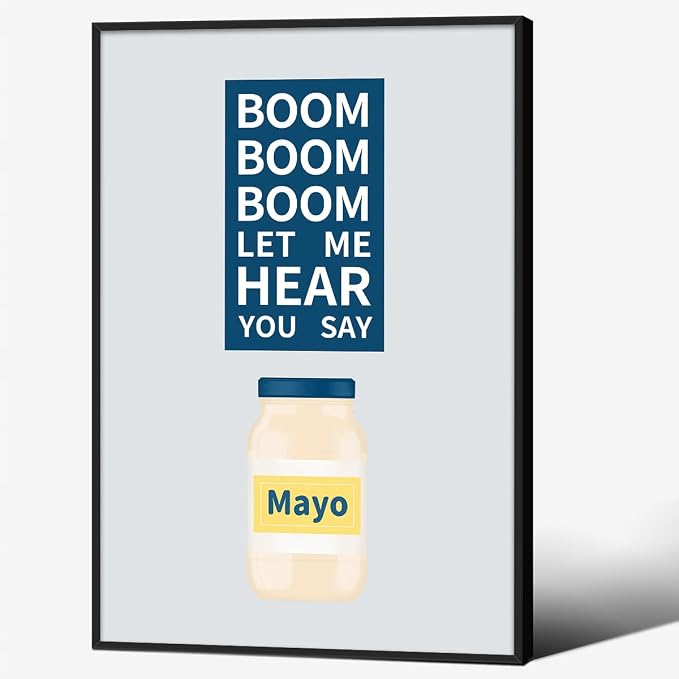 Black Framed Canvas Wall Art Posters Vintage Mayonaise Jar Prints Funny Kitchen by PDFI