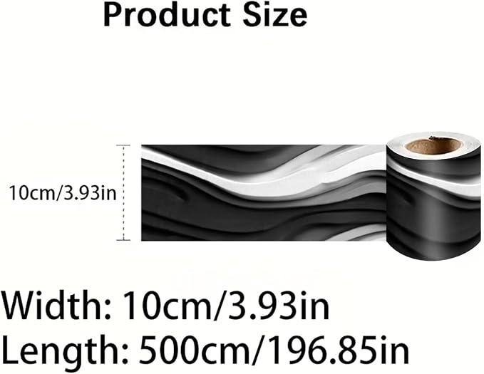 Black and White Wave Wallpaper Border 196x4 Inch Peel and Stick Wall Border - Image 8