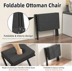 BAMBOOHOMIE Foldable Foot Stool Ottoman, Small Padded Foot Rest with Bamboo X-Legs, Portable Folding Leg Rest for Living Room Bedroom Office, Soft Foam Cushion Step Stool for Couch & Armchair (Black) - Image 5
