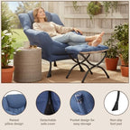 Welnow Lazy Chair with Ottoman, Reading Chair with Footrest,Royal Blue - Image 6