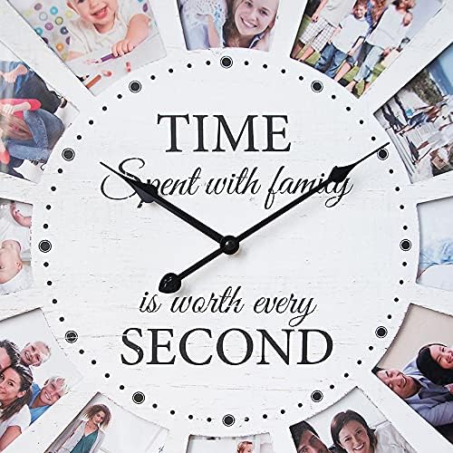 12 Photo Collage Family Wood Wall Clock, Rustic Farmhouse Wall Clock, Large - Image 7
