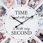 12 Photo Collage Family Wood Wall Clock, Rustic Farmhouse Wall Clock, Large - Image 7
