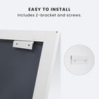 Amorho Bathroom Mirror, 60X28 Inch White Thick Metal Framed Wall Mirrors - Image 6