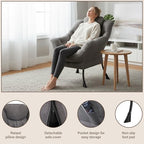 Welnow Lazy Chair for Adults，Modern Reading Accent Chair,Dark Grey Single - Image 4