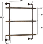 Industrial Pipe Shelf Wall Mounted, Rustic Wood Floating Shelves, 3 Tier Wall - Image 2
