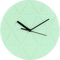 Mint Green Wooden Wall Clock 24cm Round Geometric Triangle Pattern MDF by Unknown