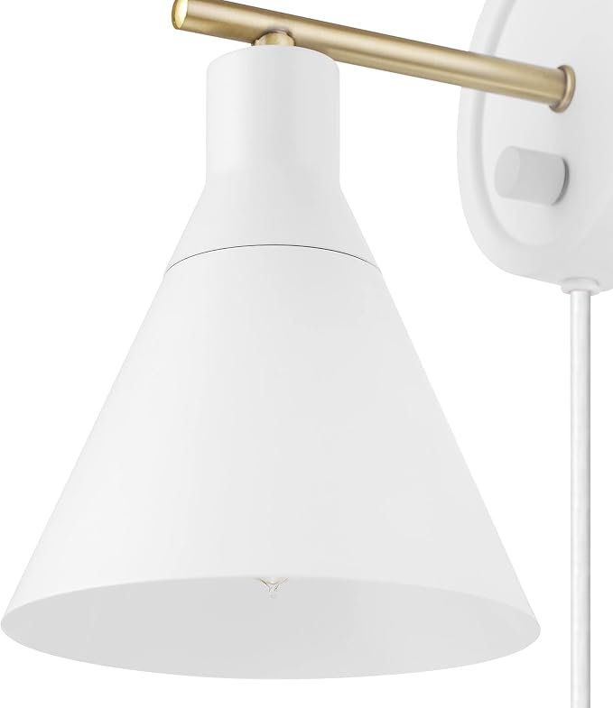 Globe Electric 65542 1-Light Plug-in or Hardwire Wall Sconce, Matte White - Image 9