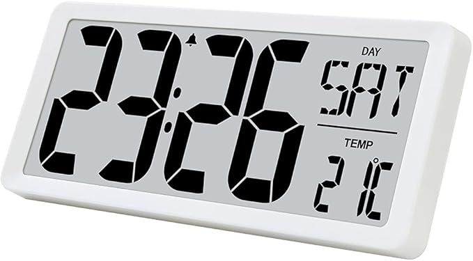TXL 14.2" Large Digital Day Wall Clock, Custom 8 Languages Calendar, Count by TXL