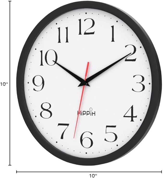 HIPPIH 2 Pack Silent Wall Clock, 10 Inch Non Ticking Quiet Digital Sweep - Image 8