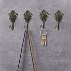 4Pcs Curtain Tiebacks Hook Vintage Bronze Rose Pattern Carved Wall Hooks Key - Image 5