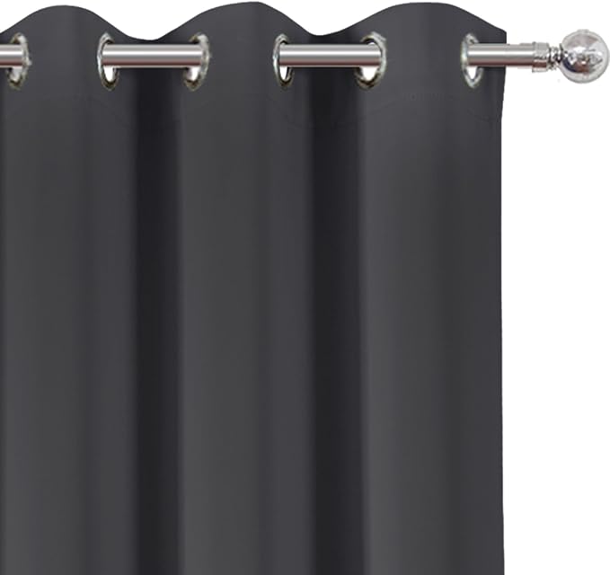 LEMOMO Dark Grey Thermal Blackout Curtains/42 x 95 Inch/Set of 2 Panels Room - Image 6
