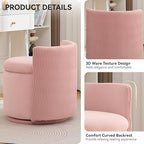 WUTUTUEE Large Velvet Vanity Chair with Storage, 360° Swivel Makeup Chair with Wave Back, No Assembly Small Accent Stool for Bedroom, Dressing, Living Room, Pink - Image 3