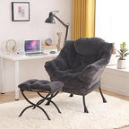 Tiita Lazy Chair with Ottoman, Comfy Reading Accent Chair, Plush Navy - Image 6