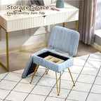 Vanity Chair with Storage | Comfy Ottoman with Folding Back - Image 5