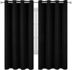 LEMOMO Blackout Curtains 66 x 72 Inch Long Black Curtains Set of 2 Panels Room - Image 2