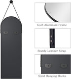 48"x16" Hanging Mirror with Leather Strap, Arched Full Length Mirror with - Image 5
