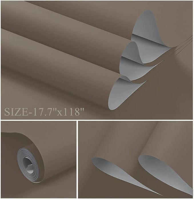 Dimoon 110''x17.7'' Etoupe Peel and Stick Wallpaper Contact Paper Modern Self - Image 2