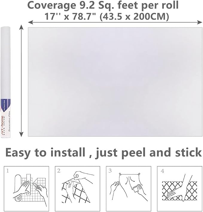 Arthome 17''x78.7'' White Contact Paper, Self Adhesive Wallpaper Waterproof - Image 3