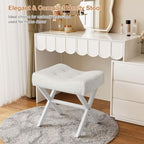 Memobarco 18-Inch Large Vanity Stool Chair, White Makeup Stool - Image 5