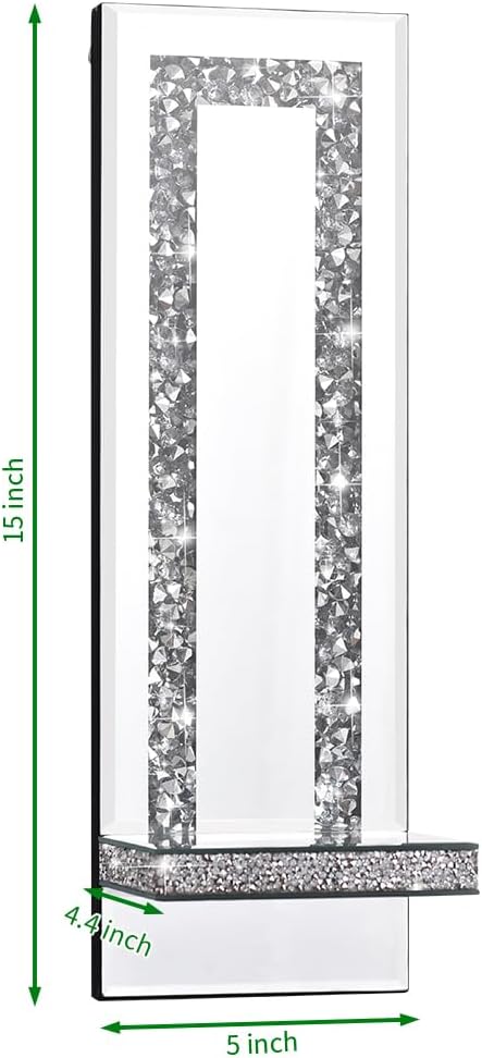 Aeveco Crystal Crush Diamond Mirrored Candle Sconces, Wall Decorations - Image 3