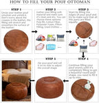 Thgonwid Unstuffed Moroccan Ottoman Pouf Cover, Ottoman Footstool Storage Solution, Bean Bag Chair, Foot Rest, Brown - Image 4