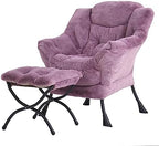 Tiita Lazy Chair with Ottoman, Comfy Reading Accent Chair, Plush Purple by TiitaHome