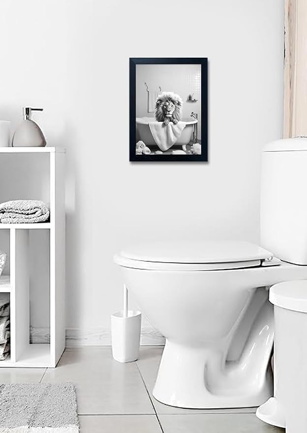 Black and White Lion Canvas Wall Art Bathroom Pictures Paintings - Image 9