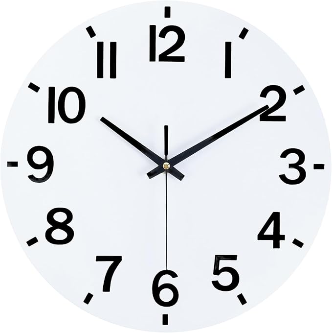 HZDHCLH Wall Clock 12 Inch Silent Non Ticking Wood Battery Operated White by HZDHCLH