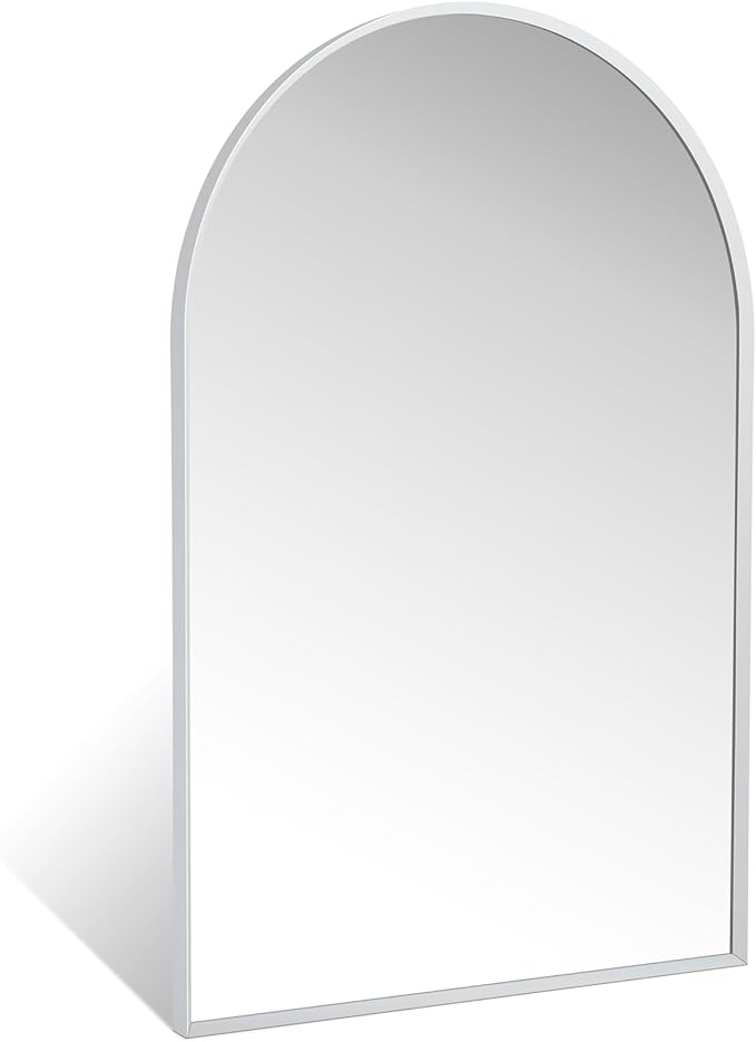 24" x 36" Silver Arched Mirror, Modern Aluminum Alloy Metal Frame, Arch by Minuover