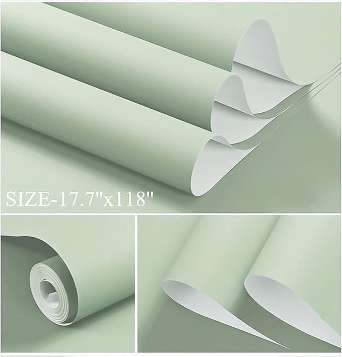 Dimoon 118''x17.7'' Green Peel and Stick Wallpaper Contact Paper Modern Self - Image 3