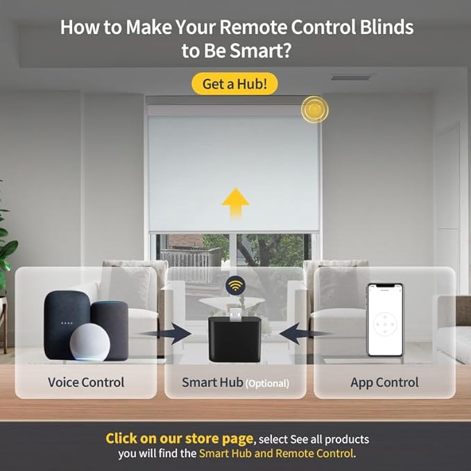 Motorized Blinds with Remote, Grasscloth Fabric Smart Blinds with Valance Cover - Image 3