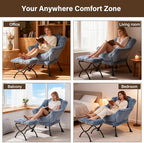 Welnow Lazy Chair with Ottoman,Reading Chair with Footrest,Light Blue - Image 6