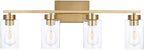 4 Light Bathroom Vanity Light Fixtures, Brushed Brass Modern Wall Lights - Image 2