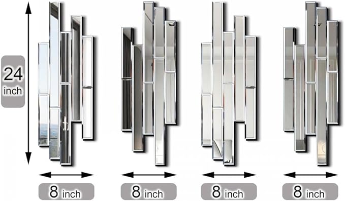 Artisan Set of 4 Silver Beveled Wall Decor Mirrors - Image 6