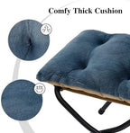 15"(H) Folding Ottoman, Foldable Footrest Stool, Portable Small Foot Stool for Couch, Collapsible Foot Rest Ottoman for Sofa, Accent Padded Ottomans for Living Room, Bedroom, Navy Blue - Image 6
