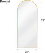Rowjut Large 71"x30" Arched Full Length Mirror, Living Room, Wall Mounted & - Image 3