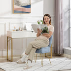 Vanity Chair with Storage | Comfy Ottoman with Folding Back - Image 4