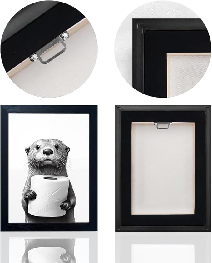 Funny Bathroom Wall Decor Framed Black and White Bathroom Wall Art Toilet Paper - Image 4