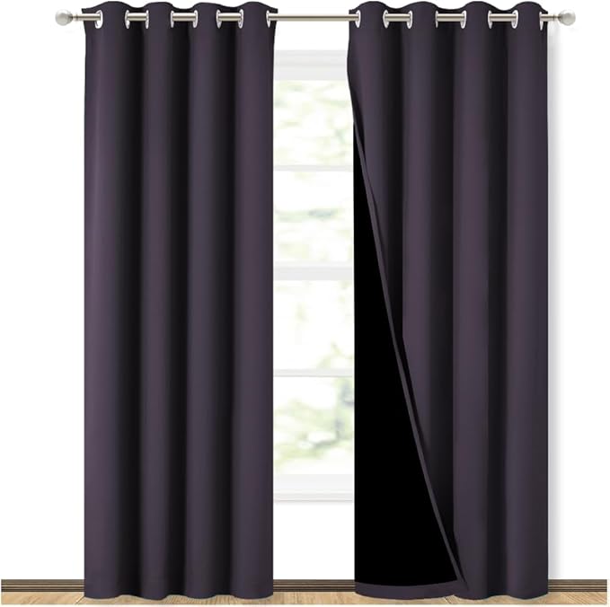 NICETOWN 100% Blackout Curtains 84" Long, Pair of Energy Smart & Noise Blocking by NICETOWN