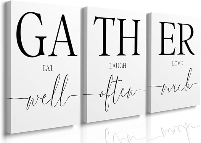 GUBIYU Large Gather Signs for Home Decor, Framed Kitchen Wall Art Farmhouse by GUBIYU