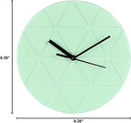Mint Green Wooden Wall Clock 24cm Round Geometric Triangle Pattern MDF - Image 6