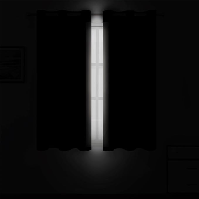LEMOMO Blackout Curtains 66 x 54 Inch Long Light Beige Curtains Set of 2 Panels - Image 3