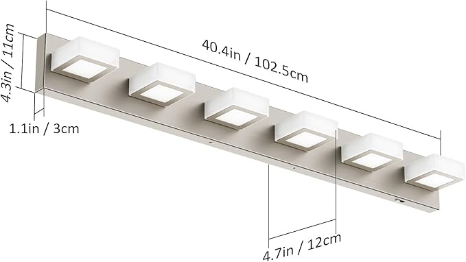Ralbay Brushed Nickel Bathroom Lights Fixtures Dimmable 5 Color Temperature - Image 6