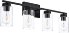 4 Light Bathroom Vanity Light Fixtures, Matte Black Modern Wall Lights - Image 2