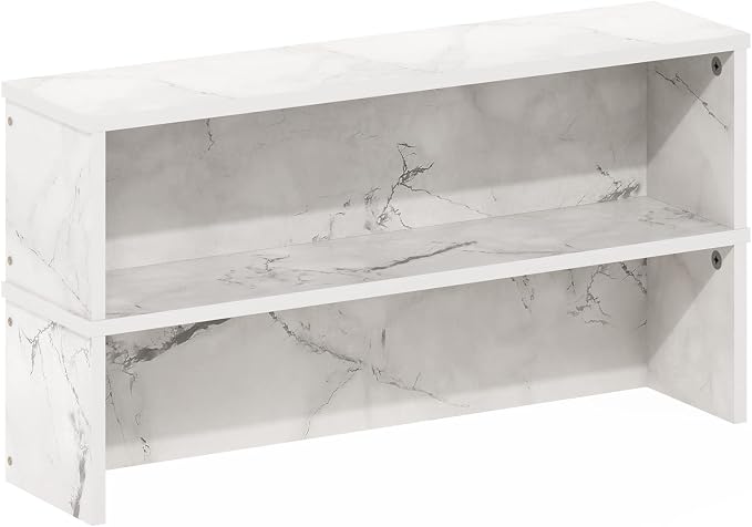 Furinno Helena Kitchen Counter Stackable Organizer Shelf, Marble White - Image 6