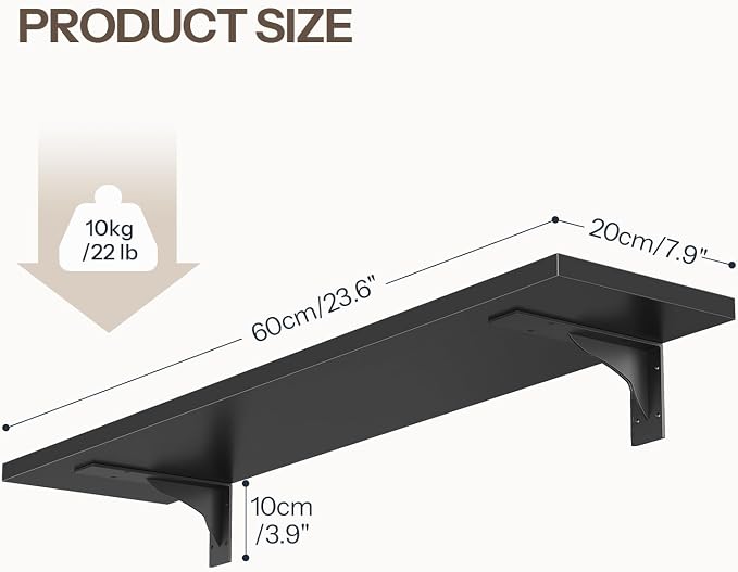 HOOBRO Floating Shelves for Wall, 23.6" Wall Mounted Shelves Set of 2, Hanging - Image 3